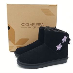 Koolaburra by UGG Girls Koola Star Sequin Mini Suede Black Ankle Boots Size 5